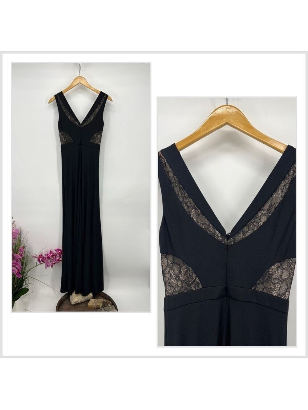 BCBGMaxAzria Black and Tan Dress V Neck Sleeveless